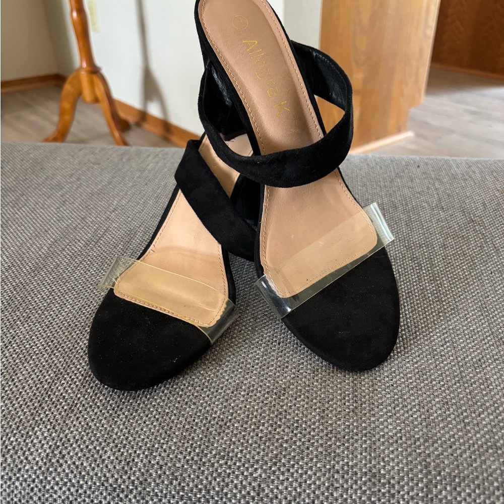 Allegra K Black Heeled Sandals